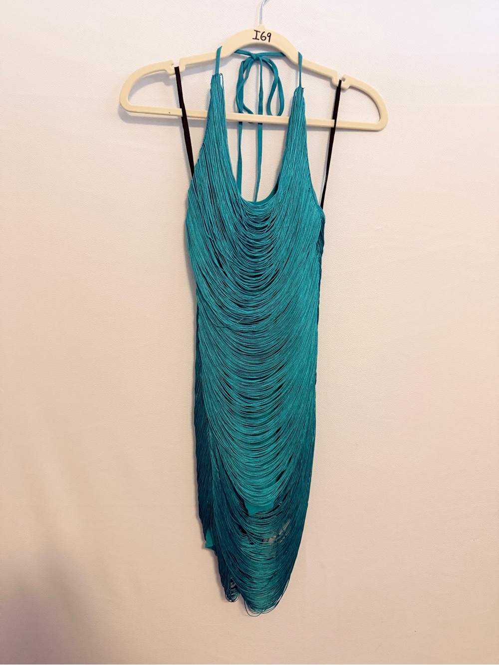 NEW Michael Costello X REVOLVE Skylar Mini Dress Turquoise Blue Green Fringe XS - Picture 5 of 11
